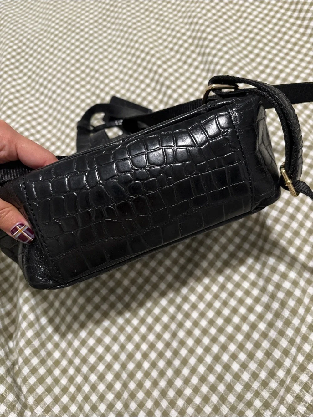 Ashwood Black Croc-Embossed Women’s Bag